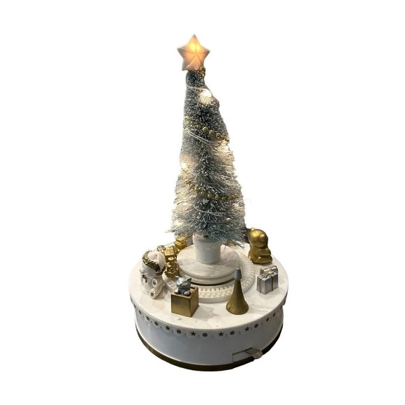 Vintage Lighted Christmas Tree Revolving Train Music Box 1987 Roman w/Orig Box - Picture 3 of 12